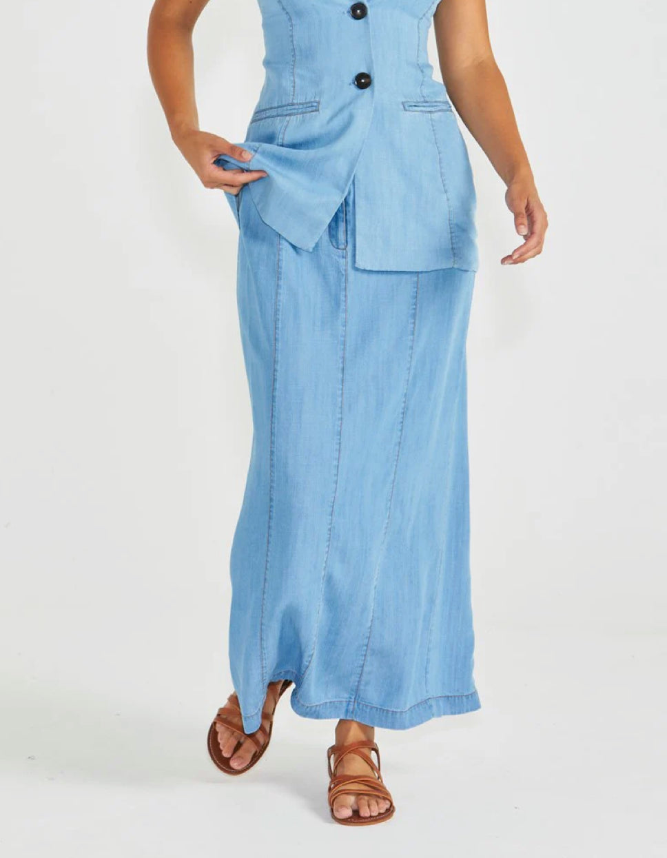 Seville Maxi Skirt - Chambray