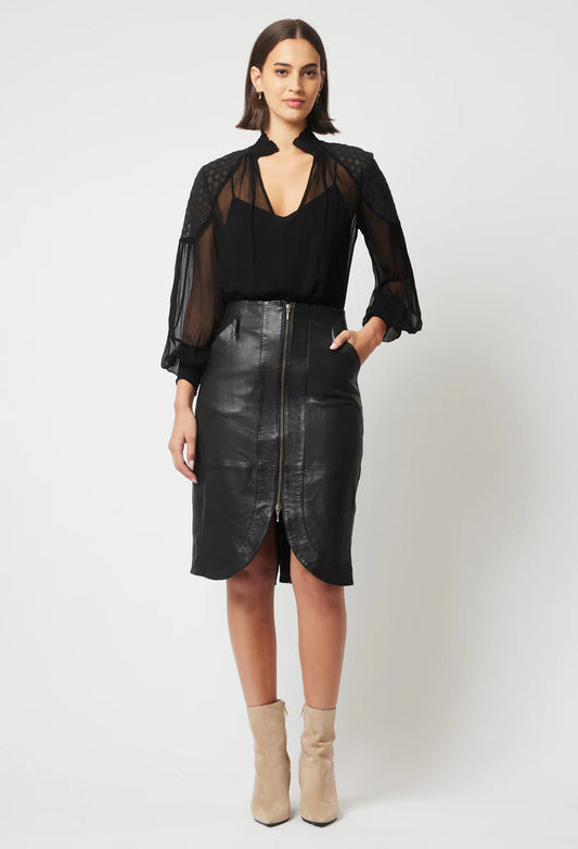 Stella Leather Skirt - Black