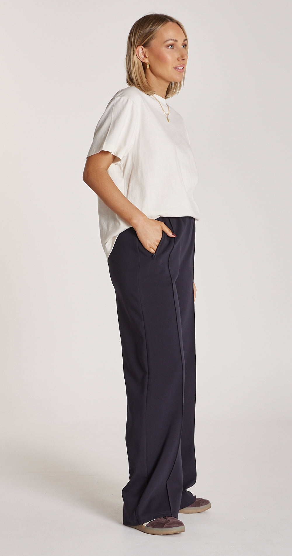 Noah Wide Leg Pant - Navy