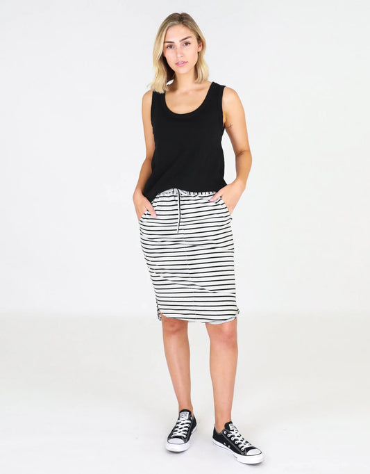 Olivia Drawstring Skirt - Grey Stripe