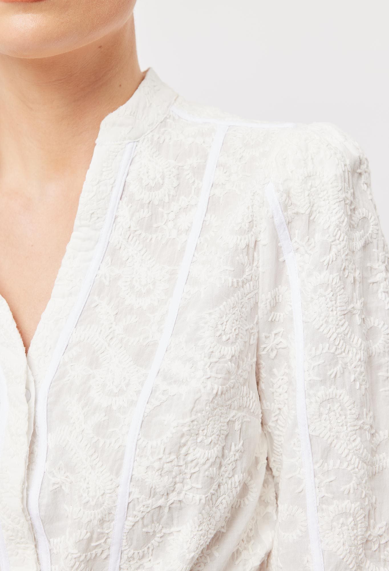 Cruise Embroidered Cotton Shirt In Ivory
