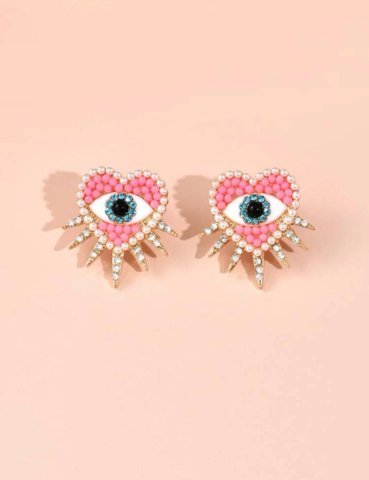 Bella Seeing Eye Earrings - Pink