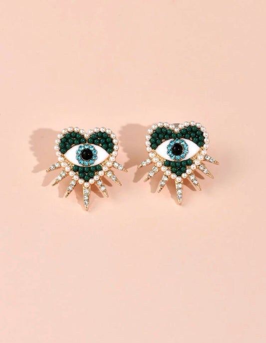 Bella Seeing Eye Earrings - Green